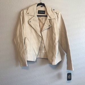 Guess Faux Leather Moto Jacket | Beige